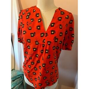Conversations by Anthropologie Red Limited Edition Telephone Blouse